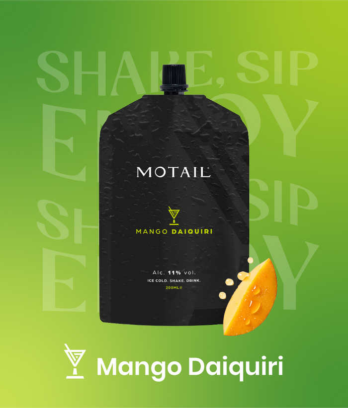 Kant-en-klare Mango Daiquiri van Motail, zomerse cocktail met mango en rum